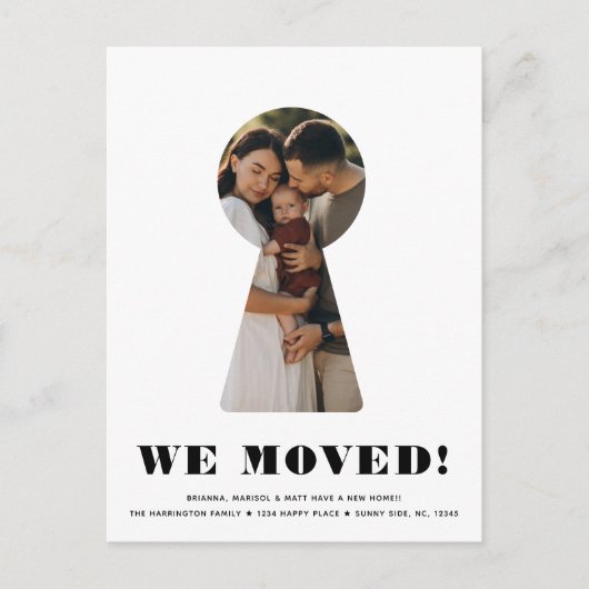 鍵穴シンプル写真ミニマモダンリスト移動 案内ポストカード (正面)