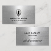 鍵穴ロゴセキュリティ保管サービスメタリック 名刺 (正面/裏面)