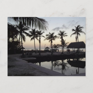 鍵葉書に夕日 ポストカード