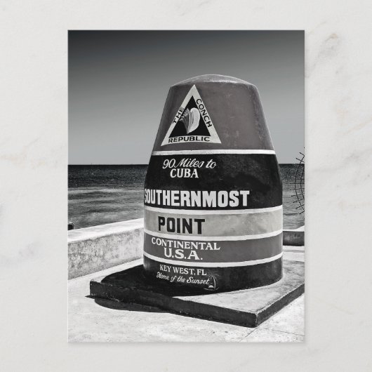鍵西からキューバ最南距離マーカー ポストカード (正面)