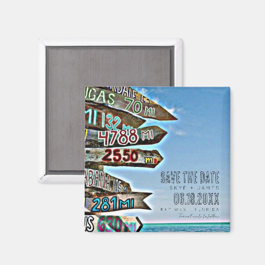 鍵西の目的地の結婚式の日付を保存 マグネット (正面/裏面)