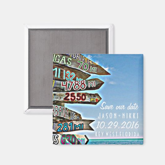 鍵西の目的地の結婚式の日付を保存 マグネット (正面/裏面)