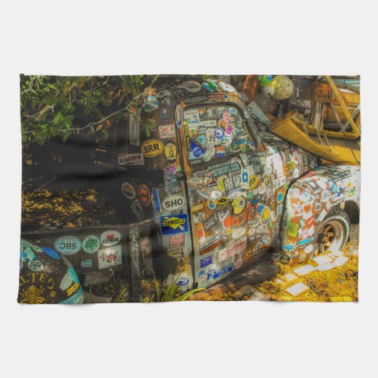 鍵西は、古いピックアップトラック芸術である キッチンタオル (横)