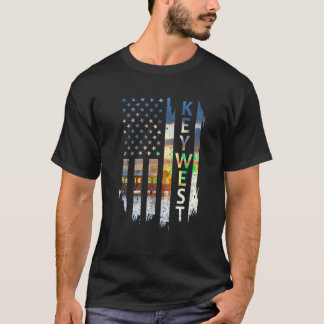 鍵西フロリダ夏サンセットアメリカ国旗Patri Tシャツ