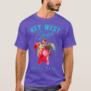 鍵西フロリダ熱帯ハイビスカスフラワーズシーチュール Tシャツ