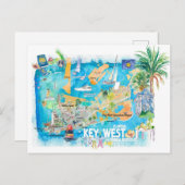 鍵西フロリ図解入りの、写真付きのダ旅行地図 ポストカード (正面/裏面)