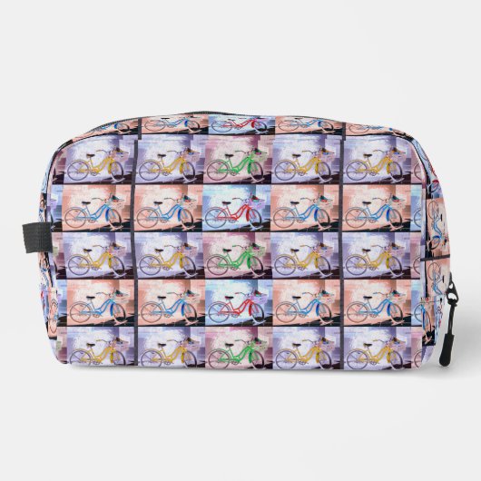 鍵西自転車パターンプリントカットソーバッグ ドップキット (正面)