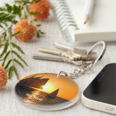 鍵西、夕日、帆船 キーホルダー (正面右)