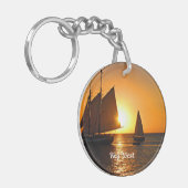 鍵西、夕日、帆船 キーホルダー (正面左)