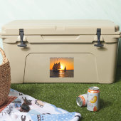 鍵西、夕日、帆船 シール (クーラー)