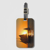 鍵西、夕日、帆船 ラゲッジタグ (正面縦)