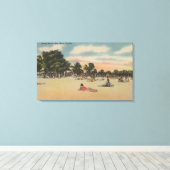 鍵西， FL – サンバザース付きサウスビーチのビュー キャンバスプリント (インサイチュ (ウッドフロア))