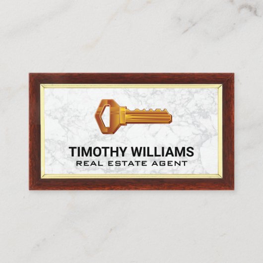 鍵 |ウッド縁ど |大理石 名刺 (正面)