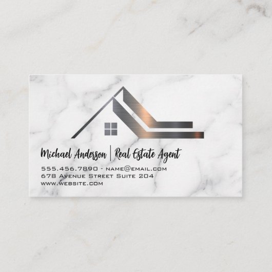 鍵 |エステ実在ートメタリックロゴ |大理石 名刺 (裏面)