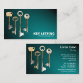 鍵 – スポットライトを当てた白い海緑 名刺 (正面/裏面)