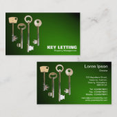 鍵 – スポットライト付き緑の上に白 名刺 (正面/裏面)