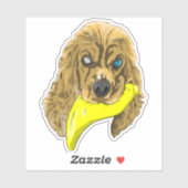 鍵&バナナ、ミニチュアコッカースパニエル犬 シール (シート)