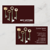 鍵 – 濃い茶色の上に白 名刺 (正面/裏面)