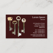 鍵 – 濃い茶色の上に白 名刺 (裏面)