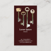 鍵 – 濃い茶色の上に白 名刺 (裏面)