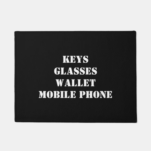 鍵、眼鏡、携帯電話、財布でフォーマット ドアマット (正面)