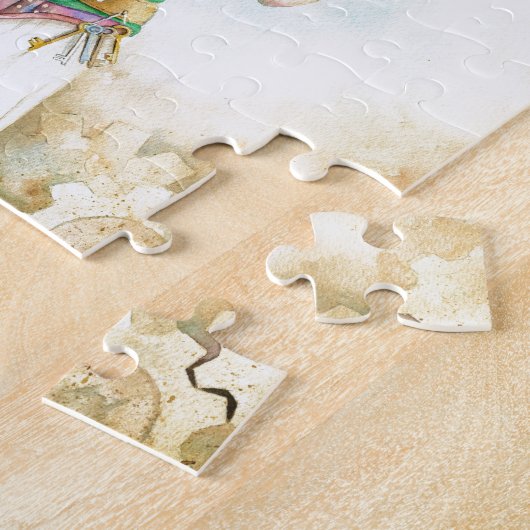 「鍵」、Steampunkの女の子 ジグソーパズル (側面)