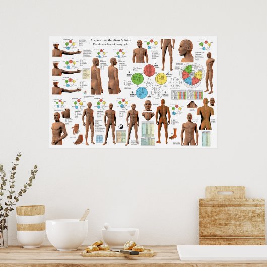 鍼子午線点位置ポスター ポスター (キッチン)