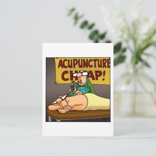 鍼治療おもしろい漫画はがき ポストカード (スタンド正面)