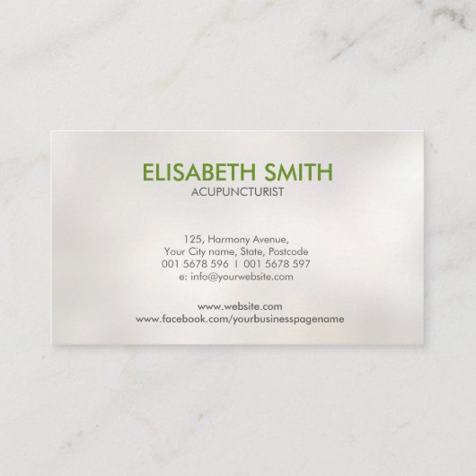 鍼治療の針と葉 名刺 (裏面)