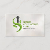 鍼治療の針と葉 名刺 (正面)