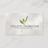 鍼治療の針と葉 名刺 (正面)