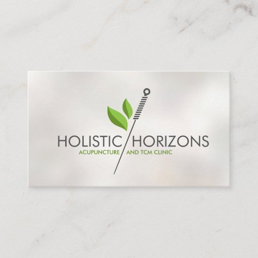 鍼治療の針と葉 名刺 (正面)