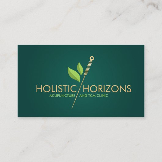 鍼治療の針と葉 名刺 (正面)