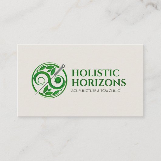 鍼治療の針、陰陽、ハーブ離れと 名刺 (正面)