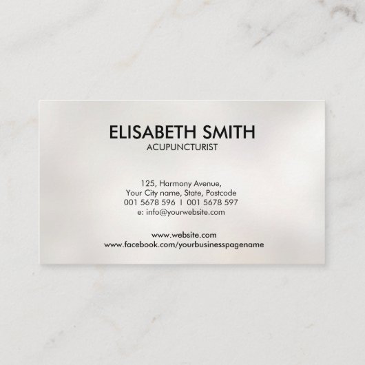 鍼治療の針 – 陰陽 名刺 (裏面)