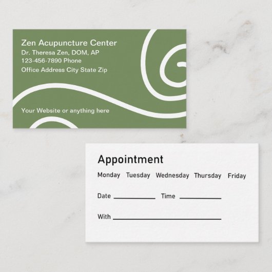 鍼治療アポイントメント医療用名刺 名刺 (正面/裏面)