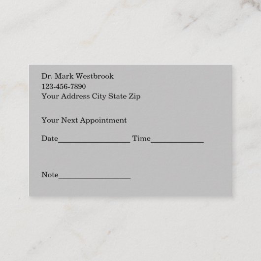 鍼治療中国のアポイントメントカード 名刺 (裏面)