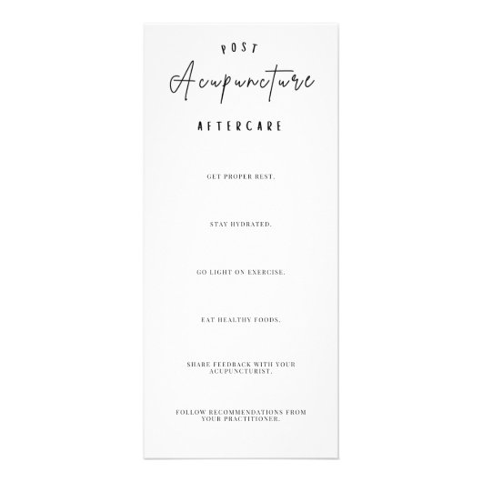 鍼治療前トリートメントのチェックリストとアフターケア ラックカード (裏面)
