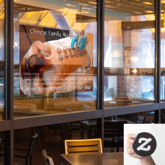 鍼灸カッピング療法事業をカスタマイズする5 ウィンドウサイン (レストラン窓)