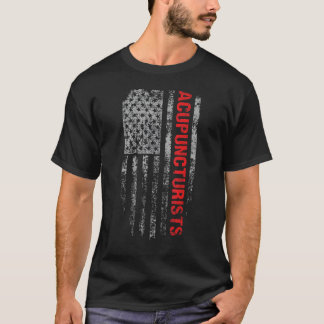鍼灸師USA国旗の職業鍼灸師 Tシャツ
