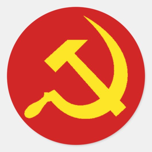 鎌とハンマーのステッカー ラウンドシール (正面)