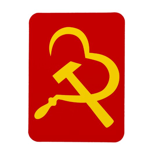鎌と槌、心、愛、共産主義 マグネット (縦)