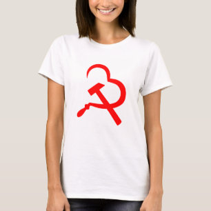 鎌と槌、心、愛、共産主義 Tシャツ