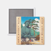 鎌倉の大仏　川瀬巴水版画 マグネット (正面/裏面)