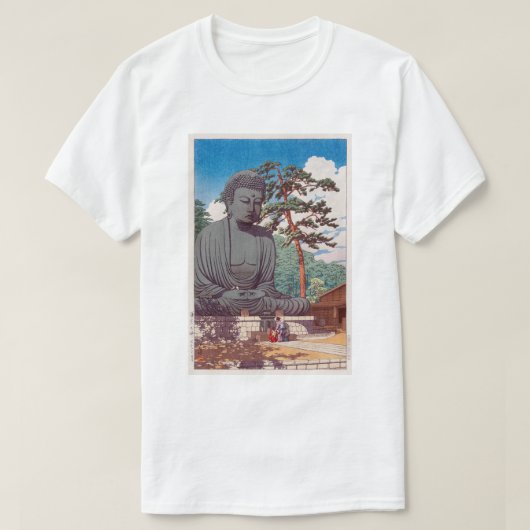 鎌倉大仏、鎌倉、Hasui Kawaseのすばらしい仏 Tシャツ (デザイン正面)