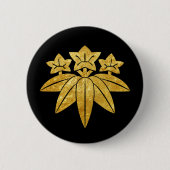 鎌倉源門フェイク日本の金ゴールド 缶バッジ (正面)