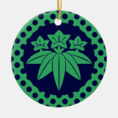 鎌倉源門日本の氏の紺色 セラミックオーナメント (正面)