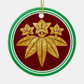 鎌倉源門日本の氏フェイク金ゴールド セラミックオーナメント (正面)