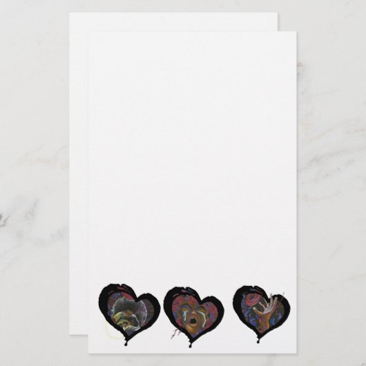 鎌状細胞のハートの芸術 便箋 (正面/裏面)