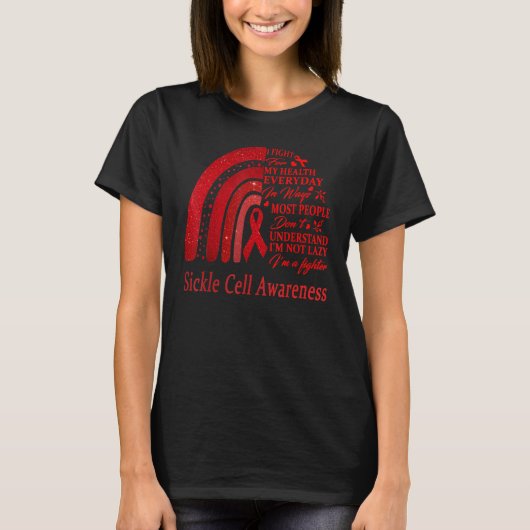 鎌状細胞戦士鎌状細胞認識度5 Tシャツ (正面)